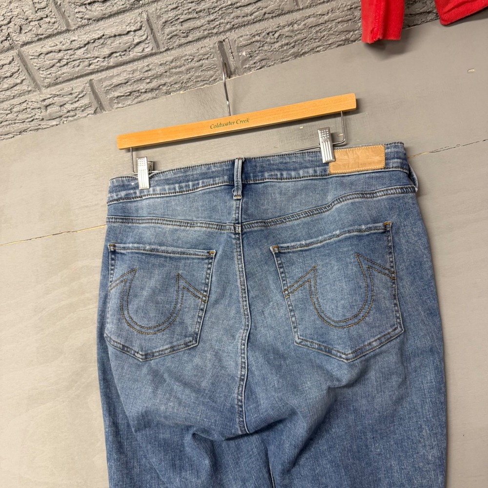 True Religion Halle Skinny Jeans Mens 36W‎ Medium Wash Blue Horseshoe Stitching